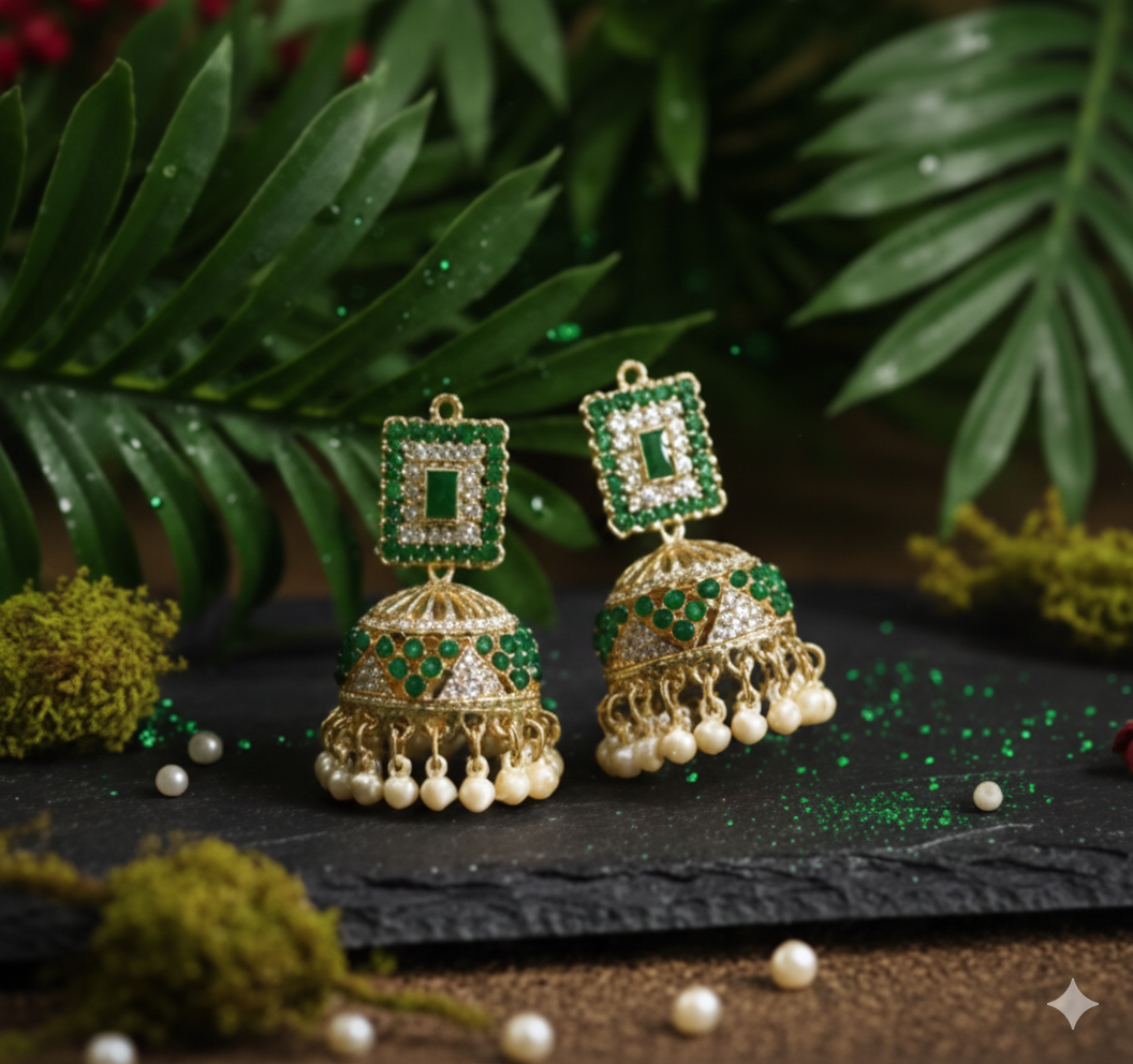 Green Bloom Jhumka